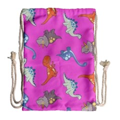 Dinosaurs - Fuchsia Drawstring Bag (large) by WensdaiAmbrose