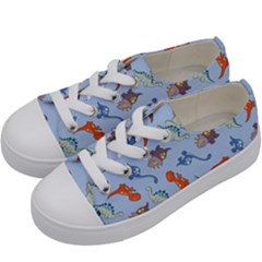 Dinosaurs - Baby Blue Kids  Low Top Canvas Sneakers by WensdaiAmbrose