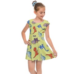 Dinosaurs - Yellow Finch Kids  Cap Sleeve Dress by WensdaiAmbrose