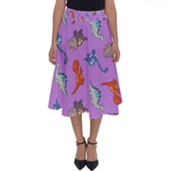 Dinosaurs - Violet Perfect Length Midi Skirt by WensdaiAmbrose