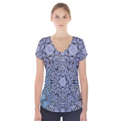 Tile Design Art Mosaic Pattern Short Sleeve Front Detail Top by Pakrebo