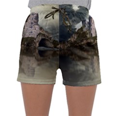 Sea Fortress Lake Reflection Sky Sleepwear Shorts by Pakrebo