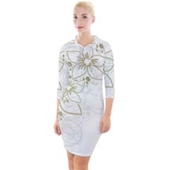 Flowers Background Leaf Leaves Quarter Sleeve Hood Bodycon Dress by Mariart