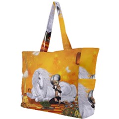 Wonderful Unicorn With Fairy Simple Shoulder Bag by FantasyWorld7