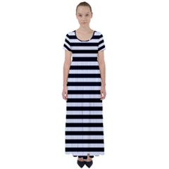 Black Stripes High Waist Short Sleeve Maxi Dress by snowwhitegirl