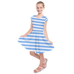 Blue Stripes Kids  Short Sleeve Dress by snowwhitegirl