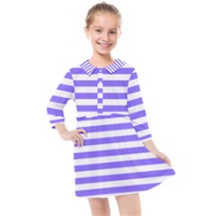 Lilac Purple Stripes Kids  Quarter Sleeve Shirt Dress by snowwhitegirl