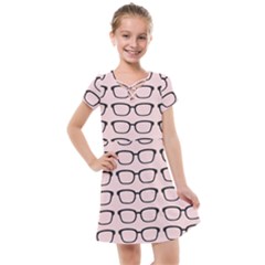 Nerdy Glasses Pink Kids  Cross Web Dress by snowwhitegirl