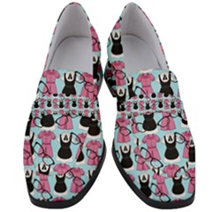 Waitress Uniform Dresses Nerdy Glasses Pattern Blue Women s Chunky Heel Loafers by snowwhitegirl