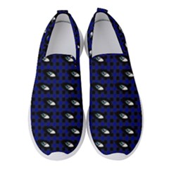 Eyes Blue Plaid Women s Slip On Sneakers by snowwhitegirl