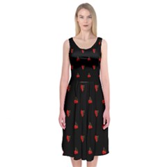 Candy Apple Black Pattern Midi Sleeveless Dress by snowwhitegirl