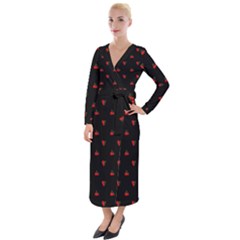 Candy Apple Black Pattern Velvet Maxi Wrap Dress by snowwhitegirl