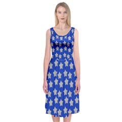 Silver Stars Royal Blue Midi Sleeveless Dress by snowwhitegirl