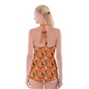 Halloween Treats Pattern Orange Boyleg Halter Swimsuit  View2