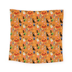 Halloween Treats Pattern Orange Square Tapestry (small) by snowwhitegirl