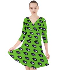 Eyes Green Quarter Sleeve Front Wrap Dress by snowwhitegirl