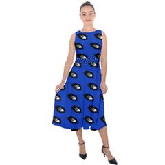 Eyes Blue Midi Tie-back Chiffon Dress by snowwhitegirl