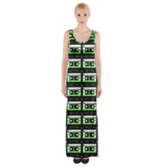 Green Cassette Maxi Thigh Split Dress by snowwhitegirl