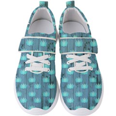 Zen Lotus Wood Wall Blue Men s Velcro Strap Shoes by snowwhitegirl