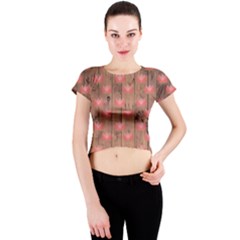 Zen Lotus Wood Wall Crew Neck Crop Top by snowwhitegirl