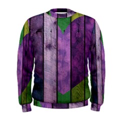 Wood Wall Heart Purple Green Men s Sweatshirt by snowwhitegirl