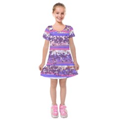 Abstract Pastel Pink Blue Kids  Short Sleeve Velvet Dress by snowwhitegirl