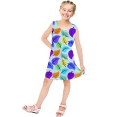 Colorful Leaves Blue Kids  Tunic Dress by snowwhitegirl