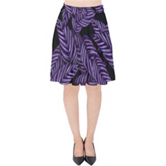 Tropical Leaves Purple Velvet High Waist Skirt by snowwhitegirl