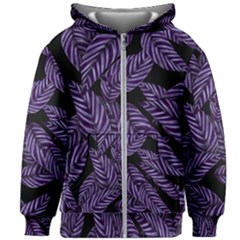 Tropical Leaves Purple Kids  Zipper Hoodie Without Drawstring by snowwhitegirl