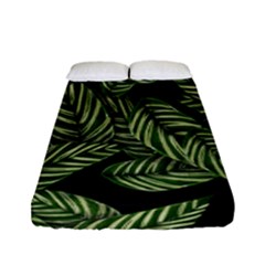 Tropical Leaves On Black Fitted Sheet (full/ Double Size) by snowwhitegirl