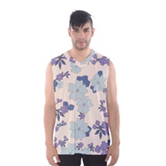 Vintage Floral Blue Pattern Men s Basketball Tank Top by snowwhitegirl