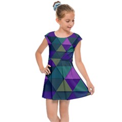 Blue Geometric Kids  Cap Sleeve Dress by snowwhitegirl