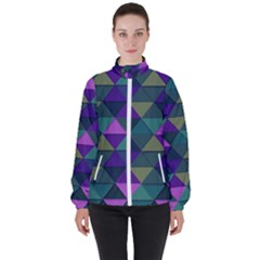 Blue Geometric High Neck Windbreaker (women) by snowwhitegirl