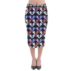 Colorful Cherubs Black Velvet Midi Pencil Skirt by snowwhitegirl