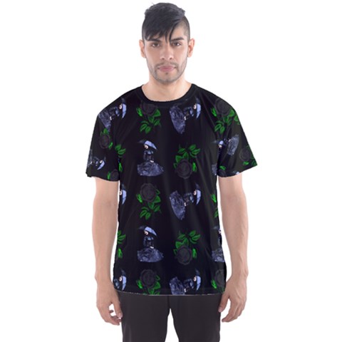 Gothic Girl Rose Black Pattern Men s Sports Mesh Tee by snowwhitegirl