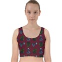 Gothic Girl Rose Red Pattern Velvet Racer Back Crop Top View1