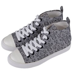 Victorian Paisley Grey Women s Mid-top Canvas Sneakers by snowwhitegirl