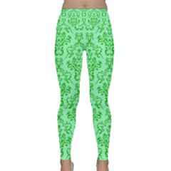 Victorian Paisley Green Lightweight Velour Classic Yoga Leggings by snowwhitegirl