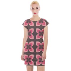 Retro Flower Pink Brown Cap Sleeve Bodycon Dress by snowwhitegirl