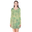 Abstract Green Tile Long Sleeve V-neck Flare Dress View1