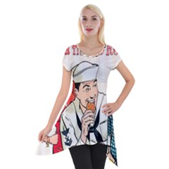 Retro Sailor Eating Cookie Short Sleeve Side Drop Tunic by snowwhitegirl