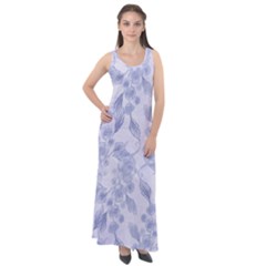 Blue Floral Sleeveless Velour Maxi Dress by snowwhitegirl