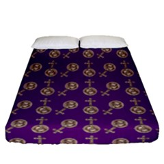 Victorian Crosses Purple Fitted Sheet (queen Size) by snowwhitegirl