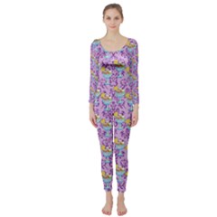 Paisley Lilac Sundaes Long Sleeve Catsuit by snowwhitegirl