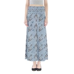 Skeleton Blue Background Full Length Maxi Skirt by snowwhitegirl