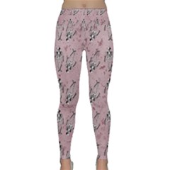 Skeleton Pink Background Lightweight Velour Classic Yoga Leggings by snowwhitegirl