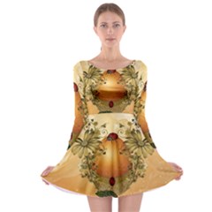 Wonderful Easter Egg With Flowers And Snail Long Sleeve Skater Dress by FantasyWorld7