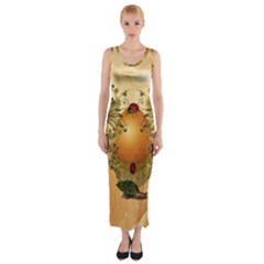 Wonderful Easter Egg With Flowers And Snail Fitted Maxi Dress by FantasyWorld7