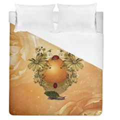 Wonderful Easter Egg With Flowers And Snail Duvet Cover (queen Size) by FantasyWorld7