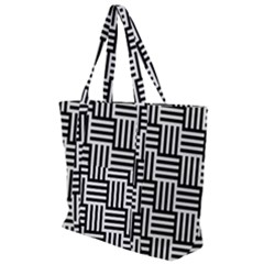 Black And White Basket Weave Zip Up Canvas Bag by retrotoomoderndesigns